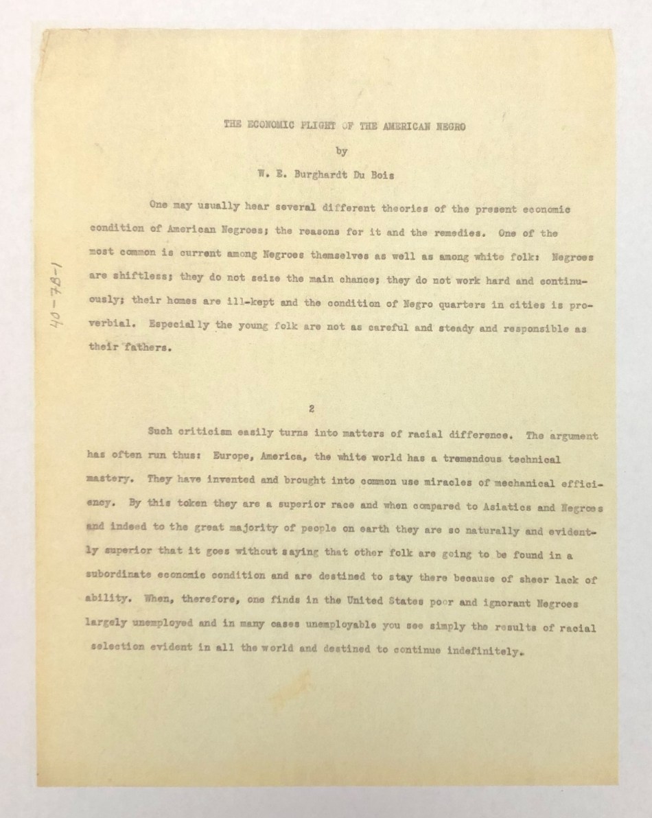 Image 2 Plight of the American Negro Speech Du Bois Papers UMass